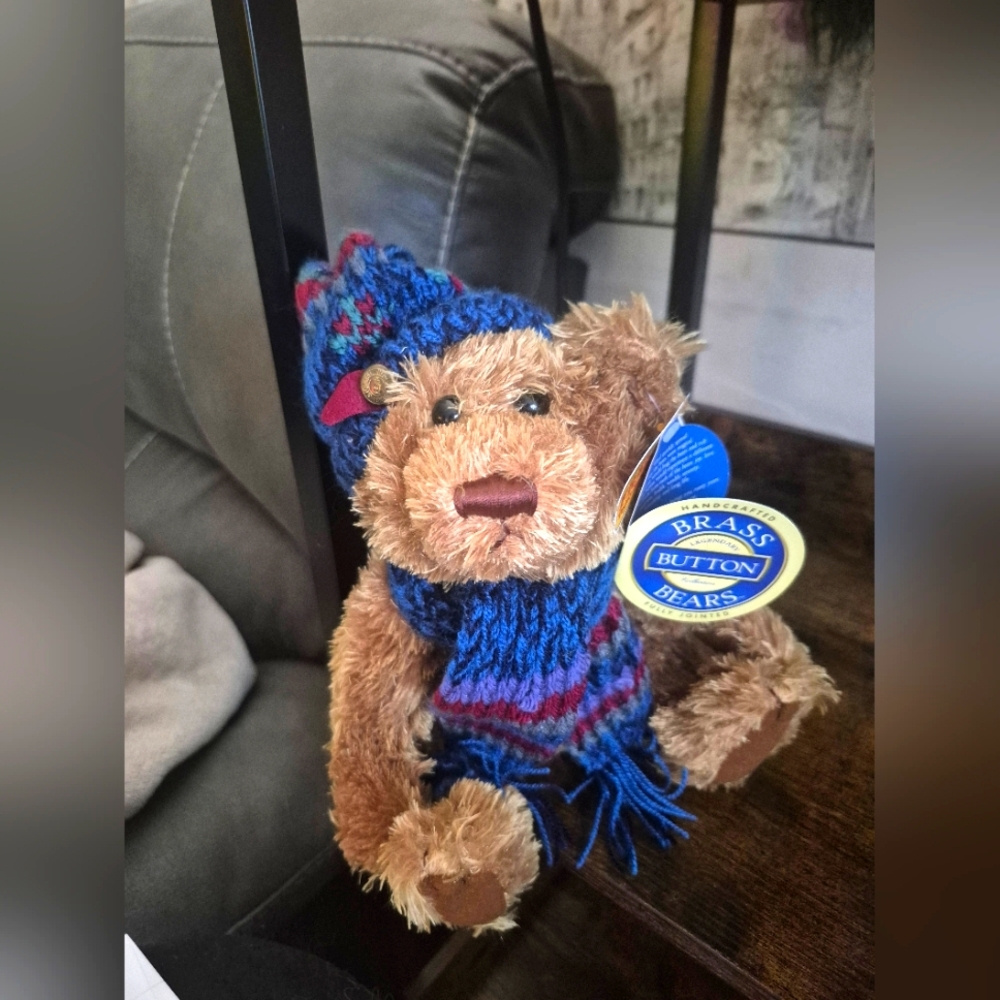 NWT Vintage Brass Button Bear Collectible "Thomas" The Bear Of Wealth.
